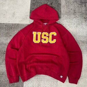 Russell Athletic USC Trojans Hoodie Mens Red Pullover Sweatshirt NCAA Large